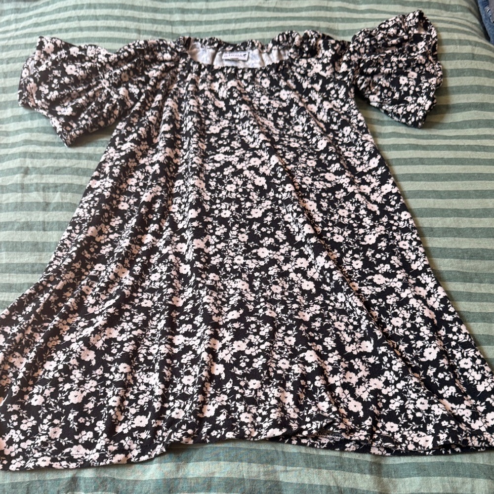 Little Baberham Floral Black and White Kids Dress